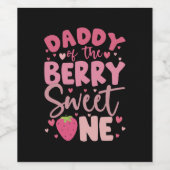 Papa van de bes Sweet One Aardbei Verjaardag Wijn Etiket (Enkel label)