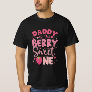 Papa van de Bessie Zoete Eén Aardbei Verjaardag T-shirt