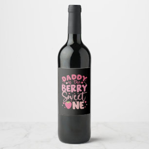 Papa van de Bessie Zoete Eén Aardbei Verjaardag Wijn Etiket