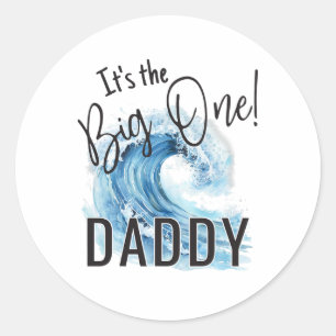 Papa van de Big One Wave 1e verjaardag Surfing Par Ronde Sticker