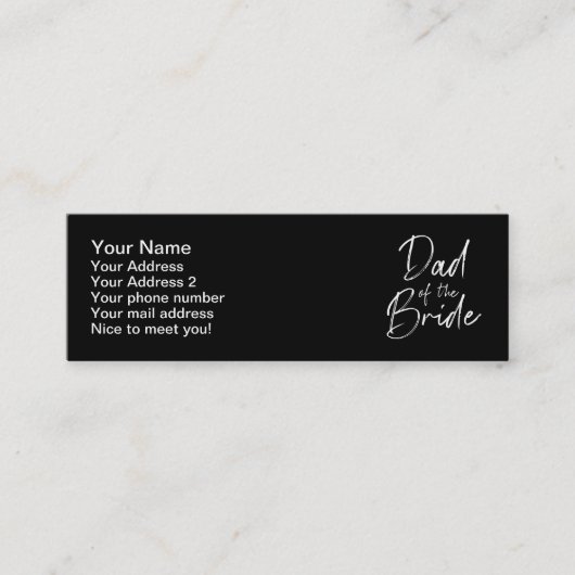 Papa van de bruidbruiloft mini visitekaartje (Voorkant)
