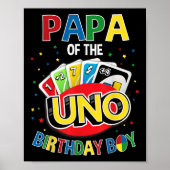 Papa van de geboorte jongen Uno Game B-day Family  Poster (Voorkant)