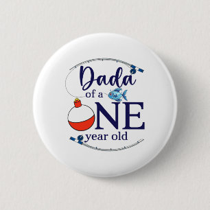 Papa van de grote één vissen jongen eerste verjaar ronde button 5,7 cm