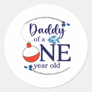 Papa van de grote één vissen jongen eerste verjaar ronde sticker