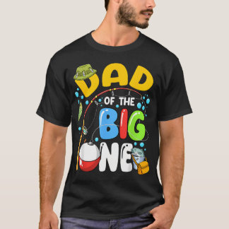 Papa van de grote één vissen verjaardag jongen fam t-shirt