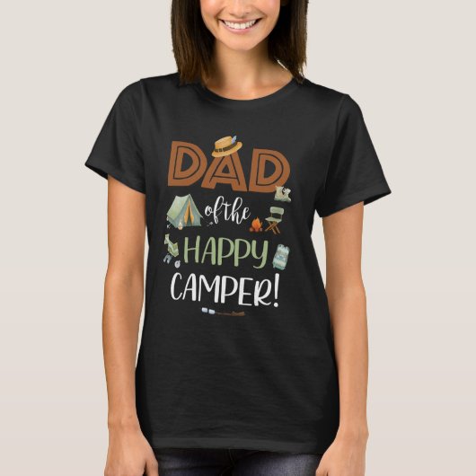 Papa van de Happy Camper Eerste Verjaardag Camping T-shirt (Voorkant)