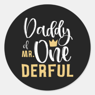 Papa van de heer Onederful 1e eerste one-derful Ronde Sticker