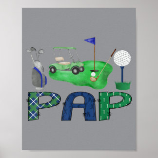 Papa van de jarige jongen hole in one golf sport poster