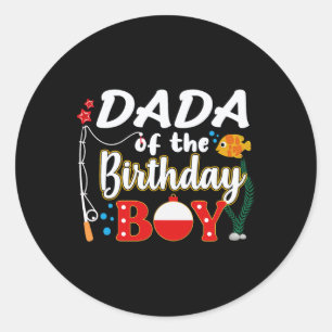 Papa van de jarige jongen vissen familie bij elkaa ronde sticker