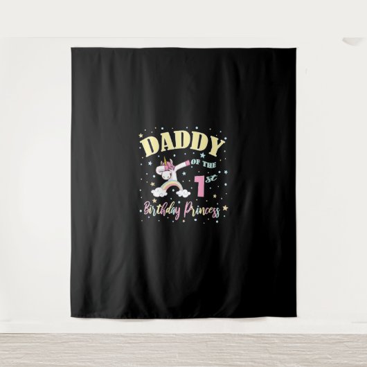 Papa van de jarige prinses - 1 jaar oud E Wandkleed (Voorkant)
