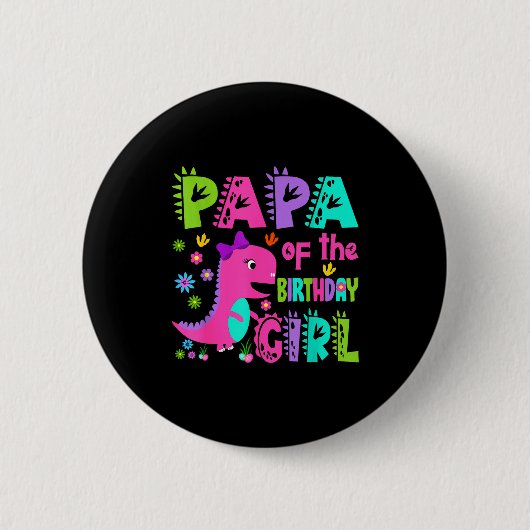 Papa van de jarige saurus rex dinosaurus ronde button 5,7 cm (Voorkant)