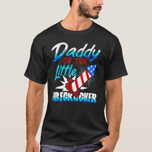 Papa van de kleine Firecracker op 4 juli T-shirt (Voorkant)