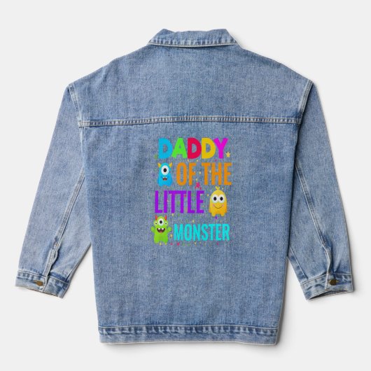 Papa van de kleine Monster Birthday Familie Monste Denim Jacket (Achterkant)