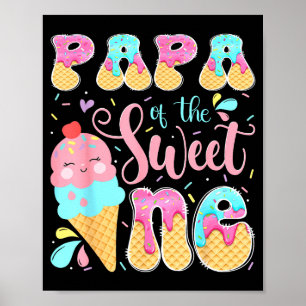 Papa van de lieve kleine ijs 1e verjaardag meisje  poster