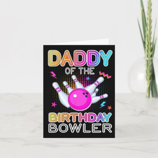 Papa van de marthday Bowler bday Bowling Party Kaart (Voorkant)