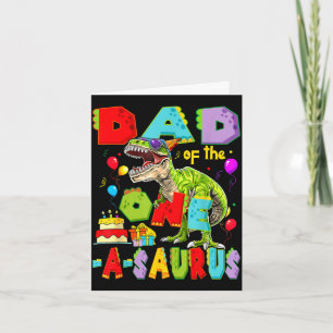 Papa van de one-a-saurus 1e verjaardag jongen dino kaart