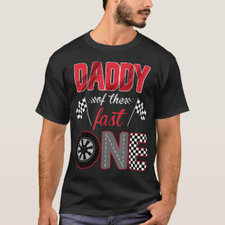 Papa van de snelle verjaardag 1e raceauto t-shirt
