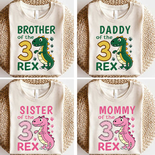 Papa van de Three-Rex Dino Verjaardag T-shirt