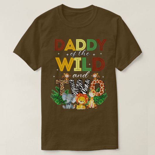 Papa van de twee dierentuin Birthday Safari Oerwou T-shirt (Design voorkant)