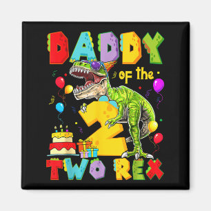 Papa van de twee rex 2de verjaardag jongen dinosau magneet