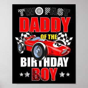 Papa van de twee snelle 2e verjaardag jongen racea poster