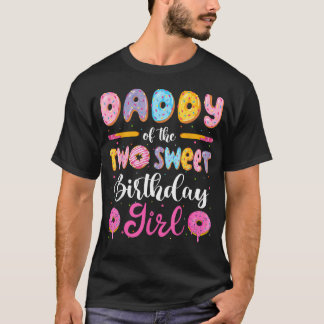 Papa van de Twee Zoete Verjaardagsmeisje Donut 2e T-shirt