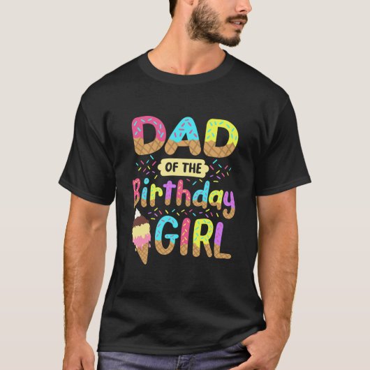 Papa van de verjaardag dag meisje ijs partij t-shirt (Voorkant)