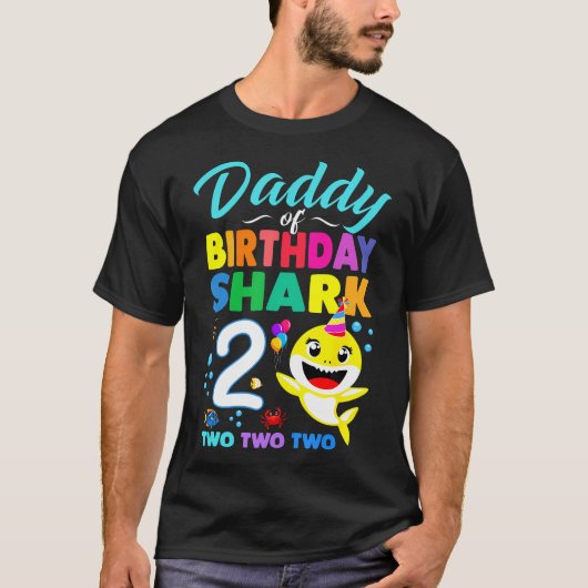 Papa van de verjaardag haai 2e bijpassende oufit p t-shirt (Voorkant)