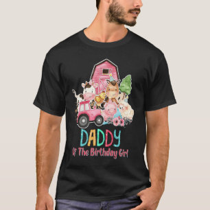 Papa van de verjaardag Meisje Barnyard Boerderij D T-shirt