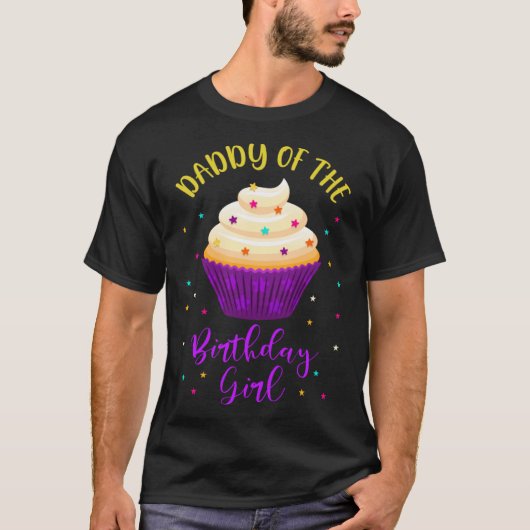 Papa van de verjaardag meisje cupcake zoete B dag  T-shirt (Voorkant)