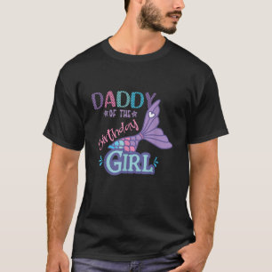 Papa van de verjaardag meisje zeemeermin thema mat t-shirt