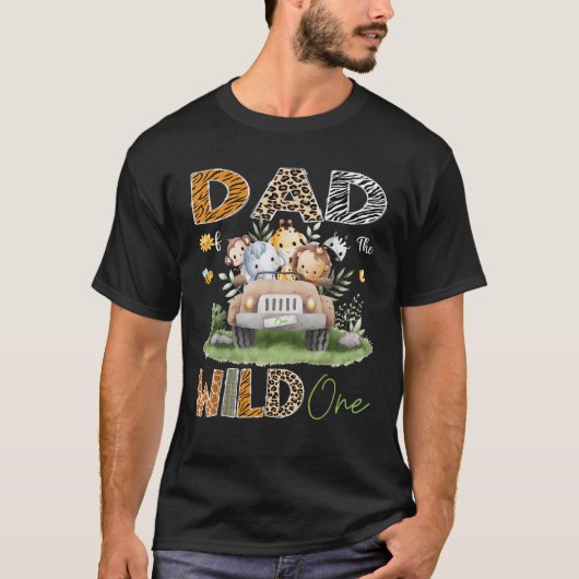 Papa van de Wild One 1st Birthday Safari Animals T T-shirt (Voorkant)