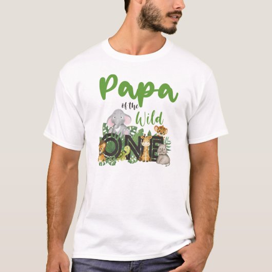 Papa van de Wild One Matching Family Safari T-shirt (Voorkant)
