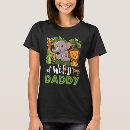 Papa van de wilde dierentuin Birthday Safari Oerwo T-shirt (Voorkant)