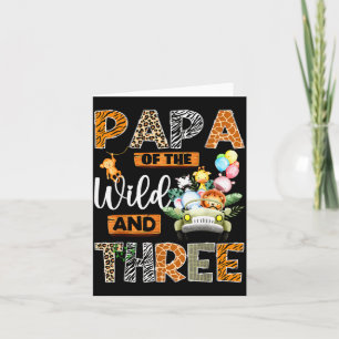 Papa van de wilde en drie 3de verjaardag jongen sa kaart