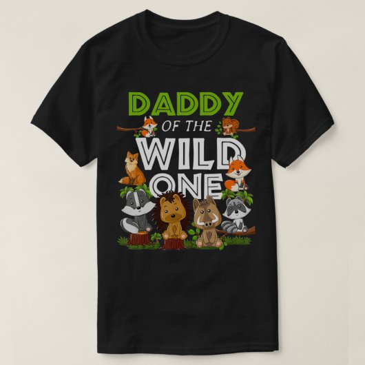 Papa van de Wilde One Zoo Birthday Woodland Animal T-shirt (Design voorkant)