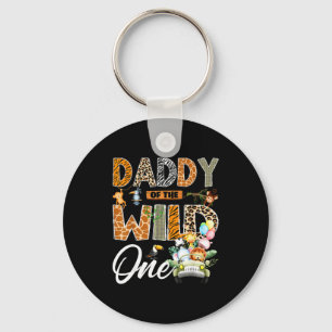 Papa van de wildebras 1e verjaardag jongen safari sleutelhanger