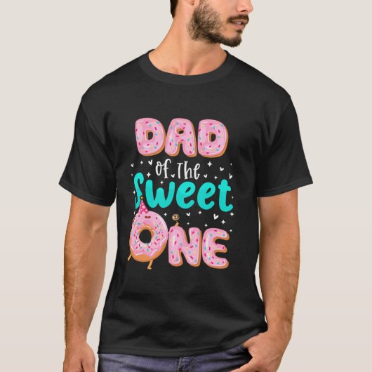 Papa van de zoete een 1e verjaardag donut thema fa t-shirt (Voorkant)