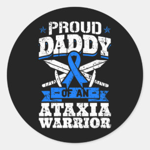 Papa van een Ataxia Warrior Awareness Ribbon Dysta Ronde Sticker