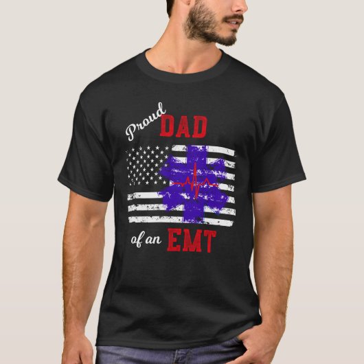 Papa van een EMT Paramedische vlag T-shirt (Voorkant)
