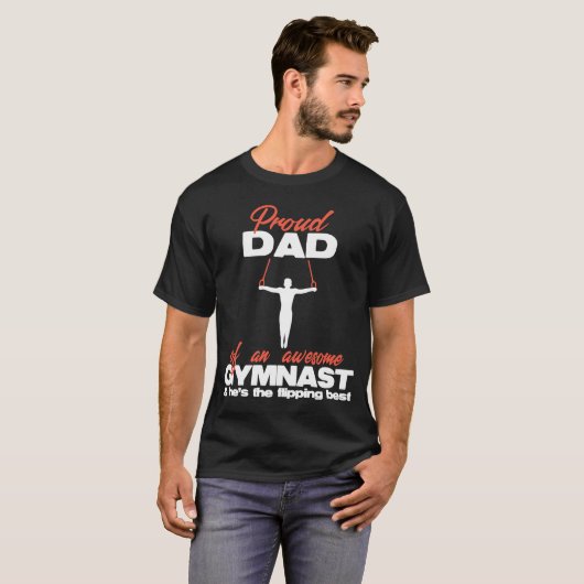 Papa van een Geweldige Jongen Gymnast Rings compet T-shirt (Voorkant volledig)