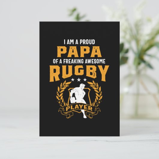Papa van een Geweldige Rugby Player RSVP Kaartje (Staand voorkant)
