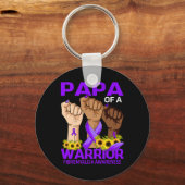Papa van een krijger fibromyalgie bewustzijn zonne sleutelhanger (Voorkant)