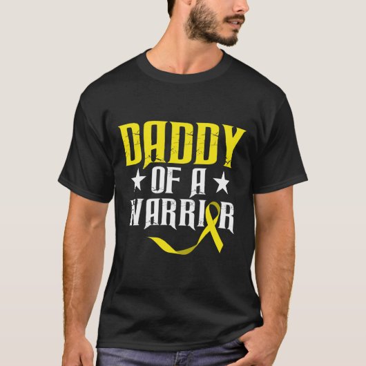Papa van een krijger Kindertijd Kanker Bewustzijn T-shirt (Voorkant)