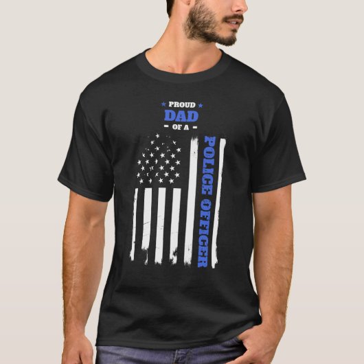 Papa van een politieagent met vlag t-shirt (Voorkant)