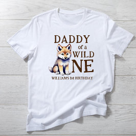 Papa van een wilde één bosrijke wolf verjaardag fa t-shirt