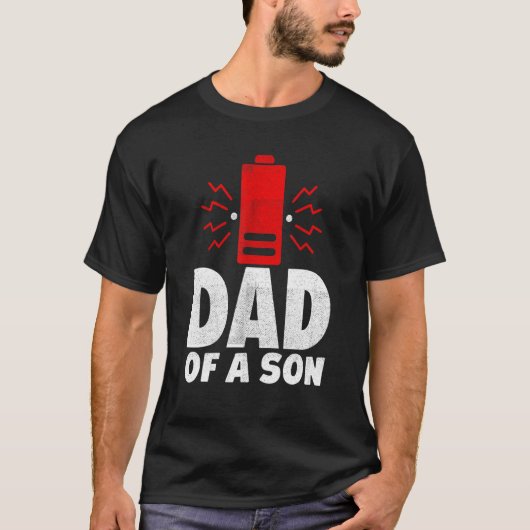 Papa van een zoon met weinig accu Vaderdag Verjaar T-shirt (Voorkant)