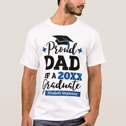 Papa van een zwarte blauwe pet uit 2023 afstuderen t-shirt (Voorkant)