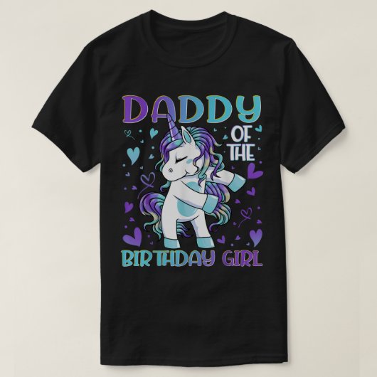 Papa van het Birthday Girl Flossing Unicorn Pap Da T-shirt (Design voorkant)