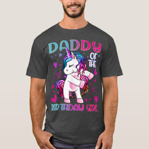 Papa van het Birthday Girl Flossing Unicorn Pap Da T-shirt
